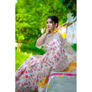 Alternative view of Half Silk Jamdani Saree White  W001 (Viral Collection)