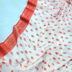 Best Indian Parshina Cotton Saree PS0014 - White